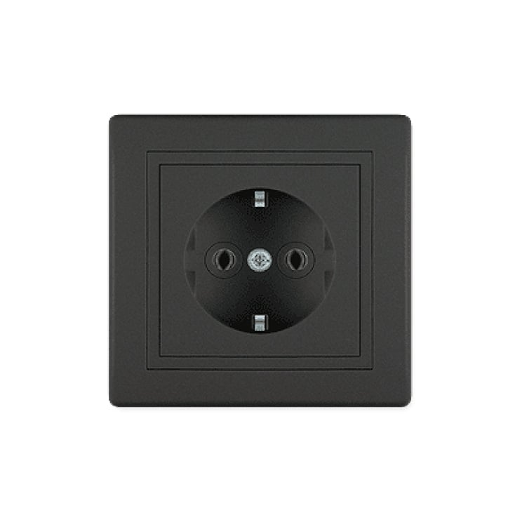 Dvopolna utičnica 16A 250V crna soft