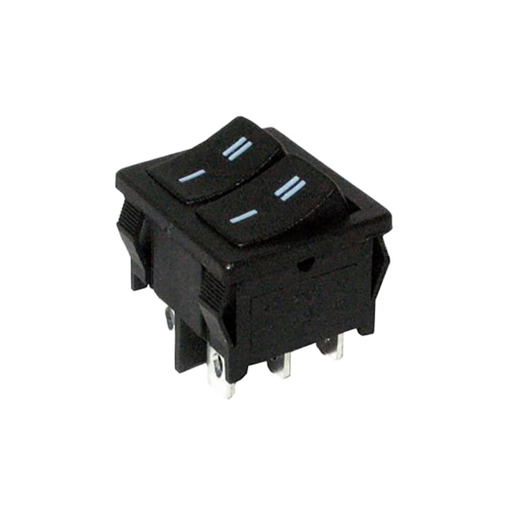 Dupli crni prekidač 21x22mm 2pola/6pinova