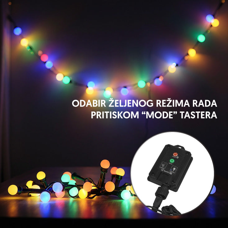 Solarni LED niz 10 m 200 višebojnih LED dioda