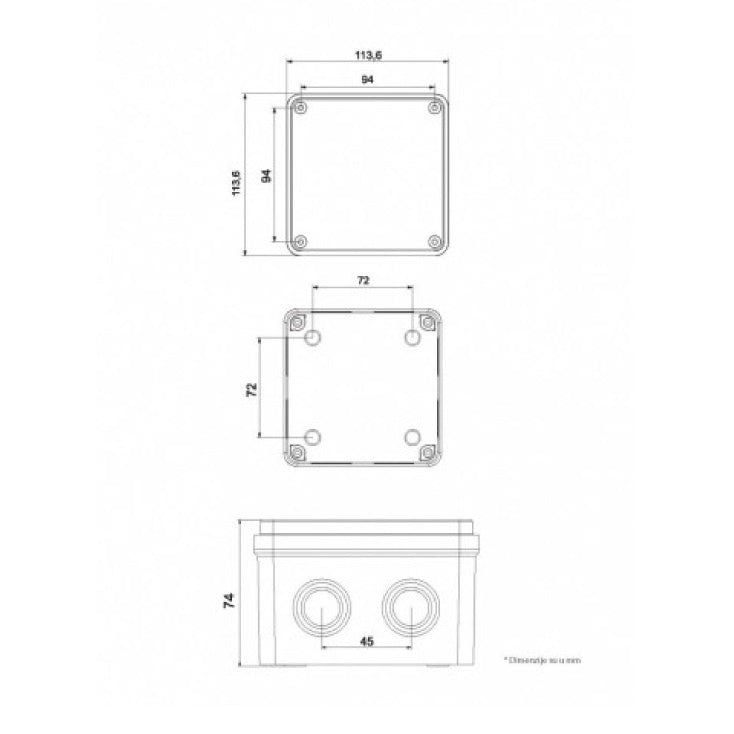 Razvodna kutija 110x110x74mm