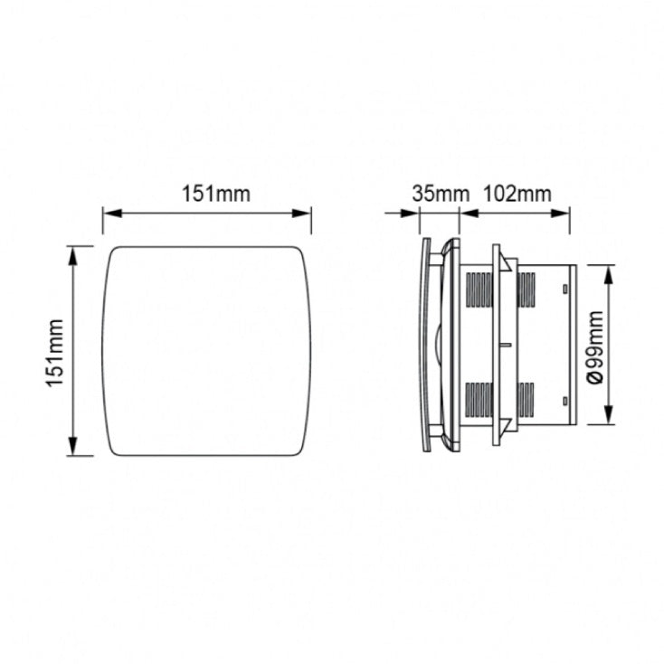 Izduvni ventilator 151x151mm 12W