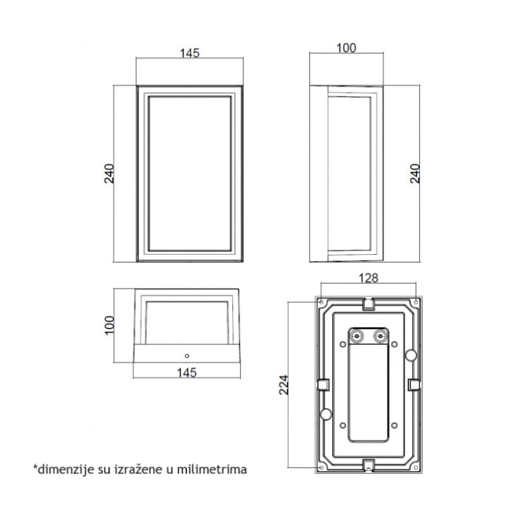 Zidna LED lampa 12W 4000K IP54