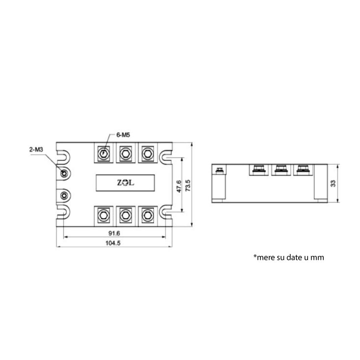 Solid state trofazni relej SSR-3P4840, 40A/480Vac