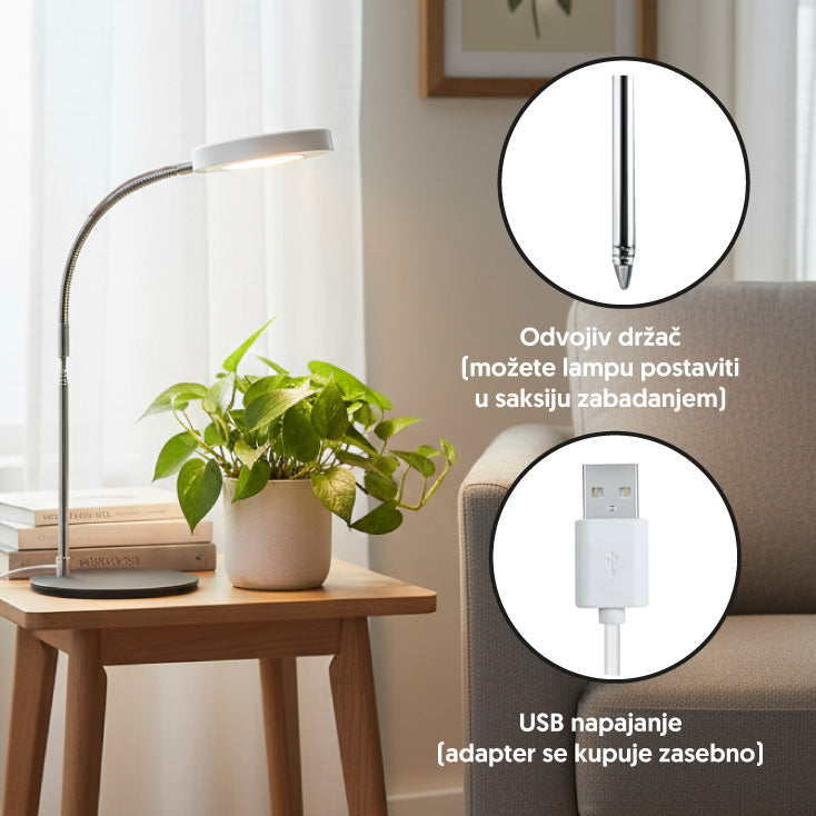 Jednostruka lampa za biljke 8W sa postoljem