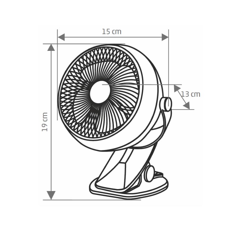 Stoni punjivi ventilator 10cm, sa štipaljkom