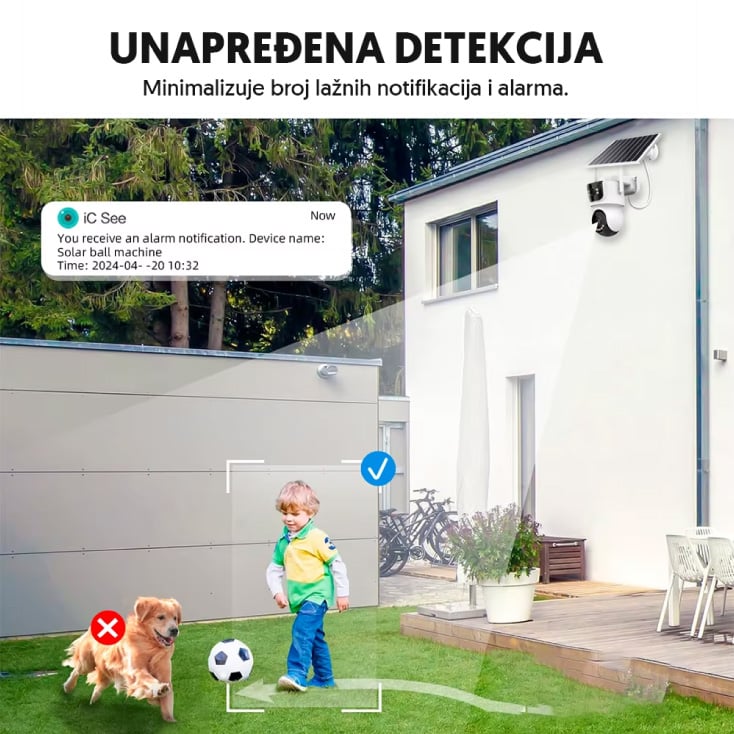 IP Wi-Fi solarna kamera sa dva objektiva, AOV 4MP