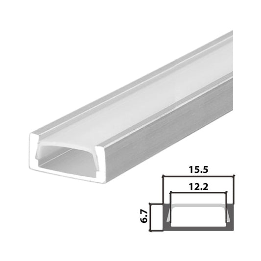 Set aluminijumski profil za LED trake 2m 15.5x6.7