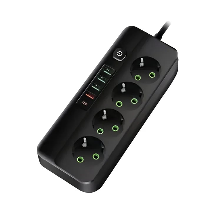 Razvodnik sa 4 mesta 2m 1.5mm2+pr. 4xUSB+tip C