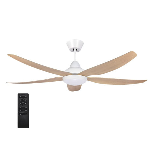 PROSTO beli plafonski vent. 142cm, 5 elisa, LED