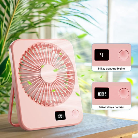 Roze stoni USB mini ventilator sa displejem