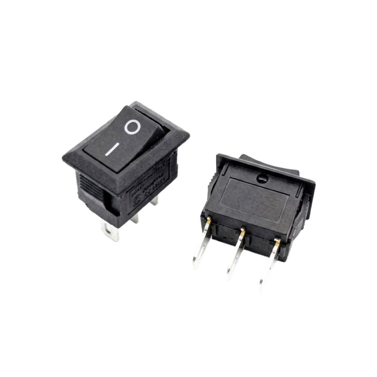 Prekidač crni kockasti 8x13mm 2pola/3pina