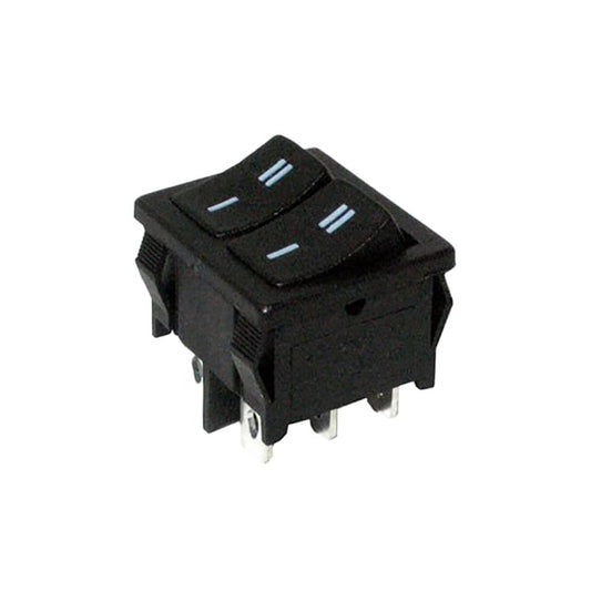 Dupli crni prekidač 21x22mm 2pola/6pinova
