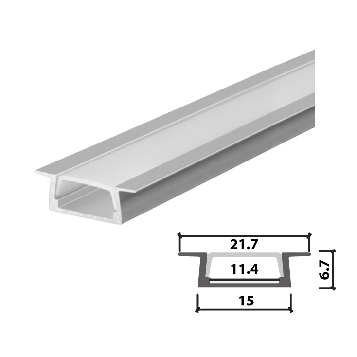 Set aluminijumski profil za LED trake 1m 21.7x6.7