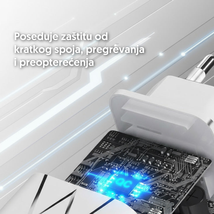 Univerzalni brzi PD punjač 1xUSB-C/PD + 1xUSBA/QC3