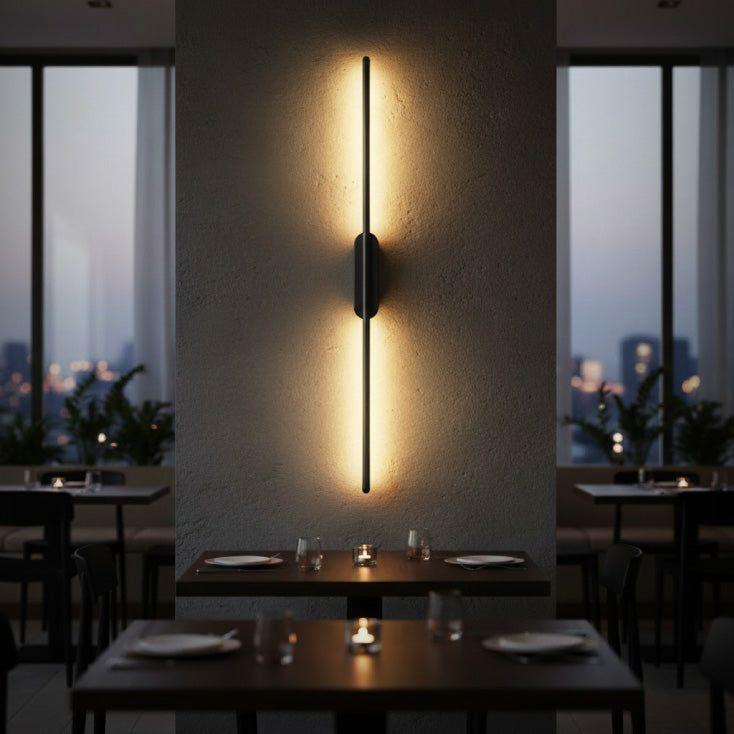 Crna zidna LED lampa 12W 3000K IP20 1m