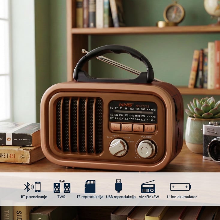Prenosni retro Bluetooth radio 7771BT/B