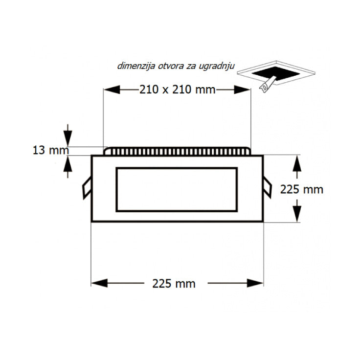LED ugradna CCT panel lampa 18W
