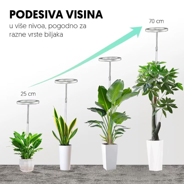 Jednostruka lampa za biljke 8W sa postoljem
