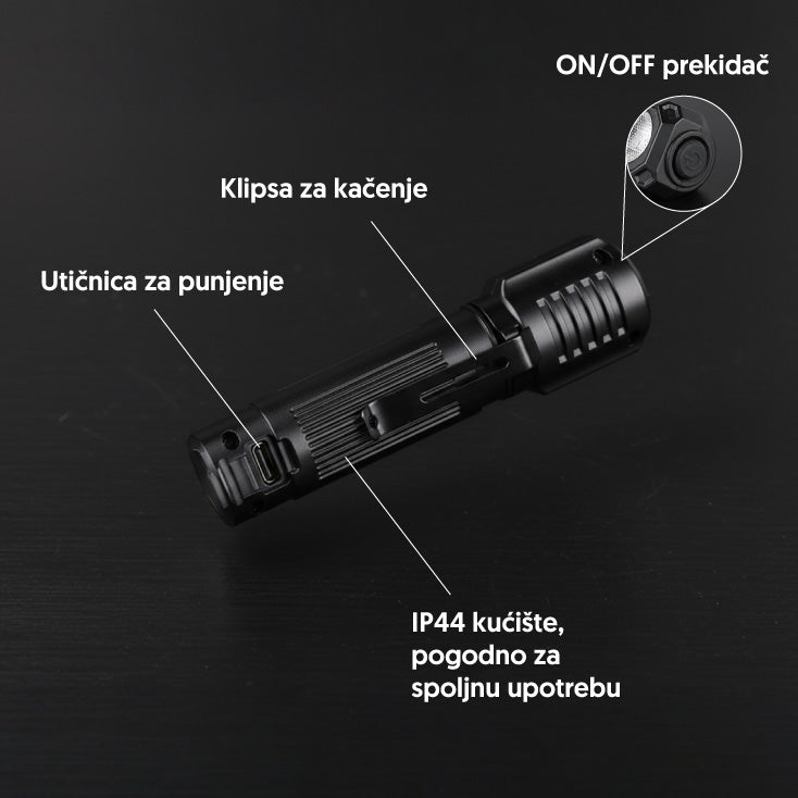 Punjiva LED baterijska lampa 3W XPE LED
