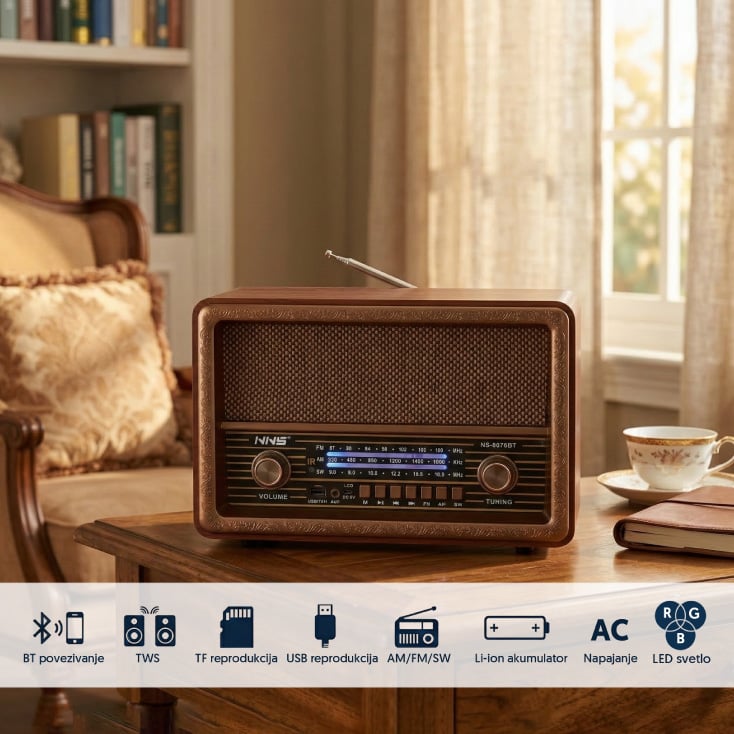 Retro RGB Bluetooth radio 8076BT/B