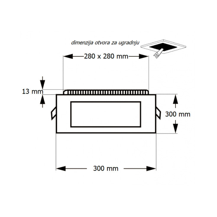 LED ugradna CCT panel lampa 24W