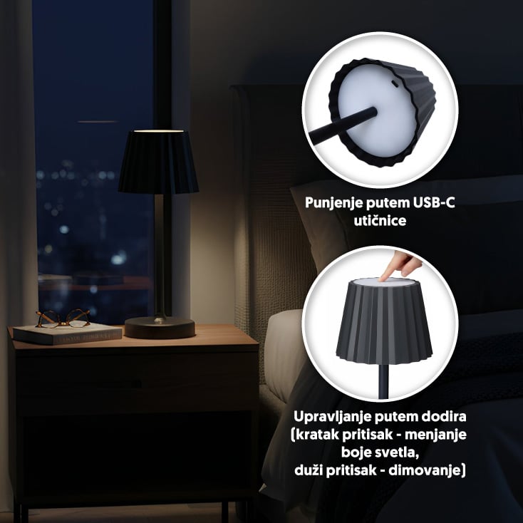 PROSTO stona punjiva LED lampa CCT 800mAh