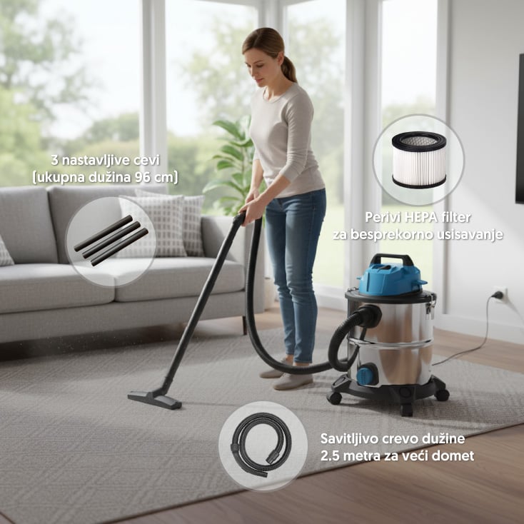Usisivač za suvo i mokro usisavanje 20l 1400W