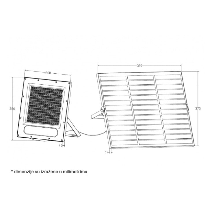 Solarni LED reflektor sa senz. 240W 5000K 3000lm