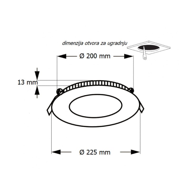 LED ugradna CCT panel lampa 18W
