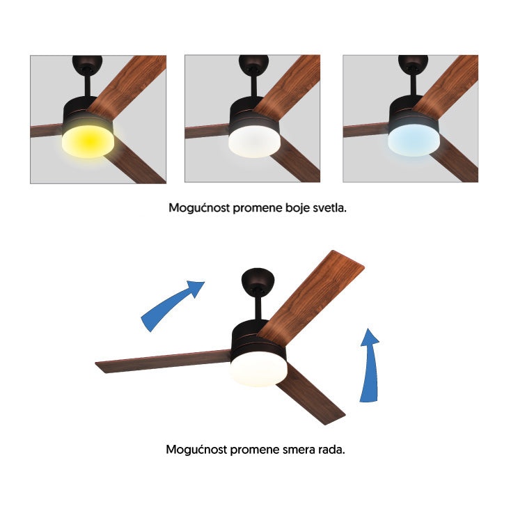 PROSTO plafonski ventilator sa LED svetlom 132cm