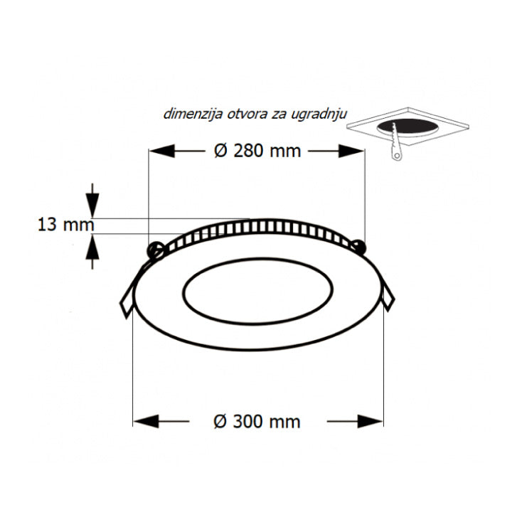 LED ugradna CCT panel lampa 24W