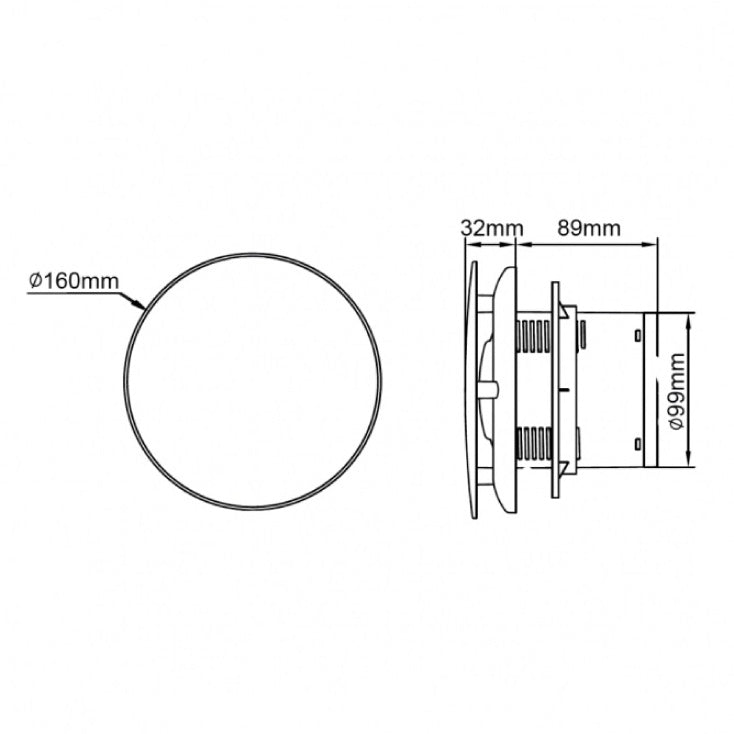 Izduvni ventilator 160x160mm 12W sivi
