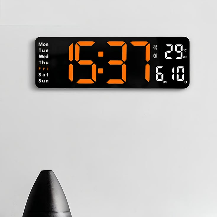 Digitalni zidni sat sa termometrom 320x107x27mm