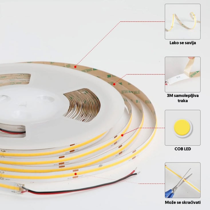 COB LED traka 6500K 320 LED/m IP20