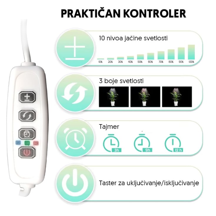 Jednostruka lampa za biljke 8W sa postoljem