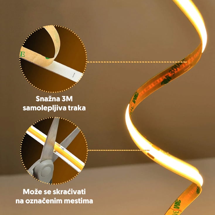 CCT COB LED traka 608 LED/m IP20