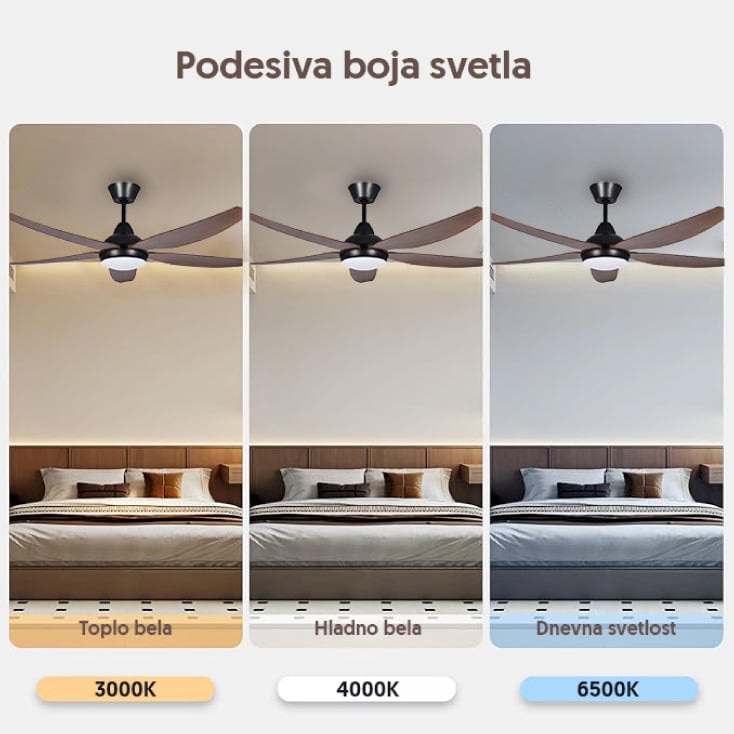 PROSTO plafonski vent. 142cm, 5 elisa, LED svetlo