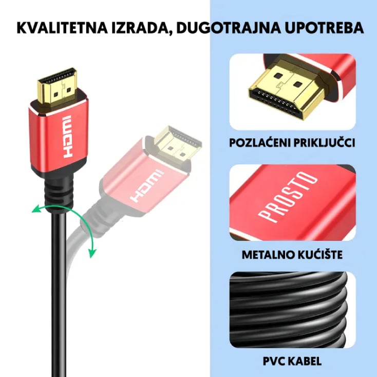 HDMI V2.1 kabel pozlaćen 8K 48Gbps 2.5m