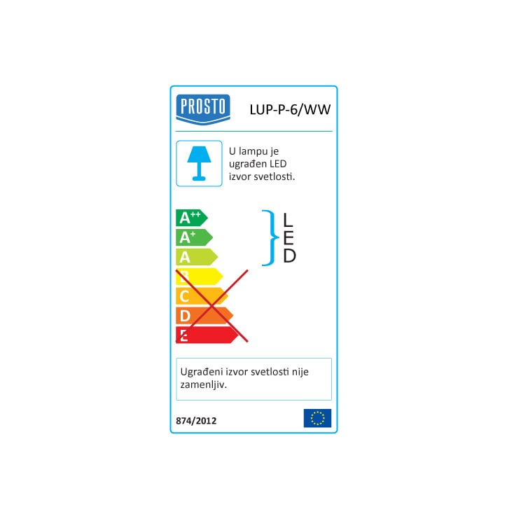 LED ugradna panel lampa 6W toplo bela