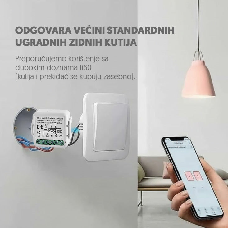 Wi-Fi smart prekidač-modul, 2x5A