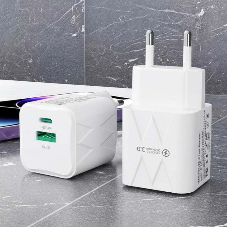 Univerzalni brzi PD punjač 1xUSB-C/PD + 1xUSBA/QC3