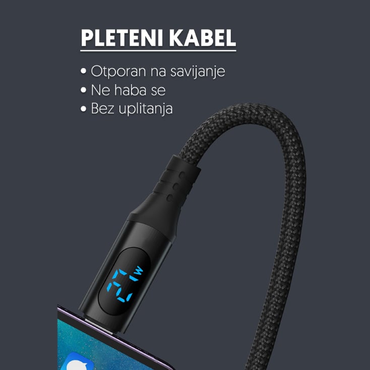 Kabel USB-A/USB-C, sa displejom, V3.0, 1m