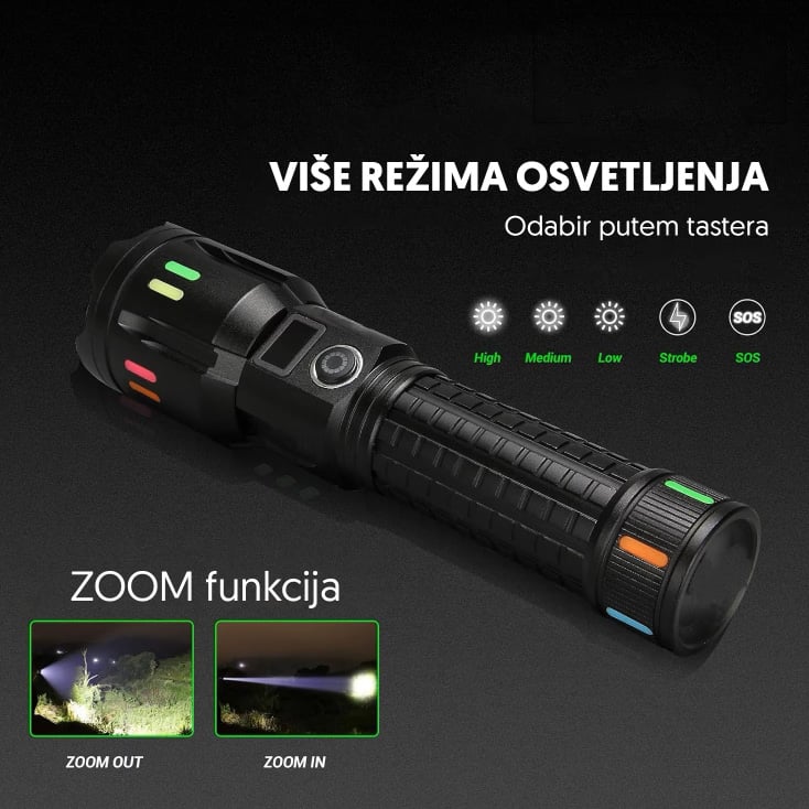 Punjiva LED baterijska lampa sa displejem