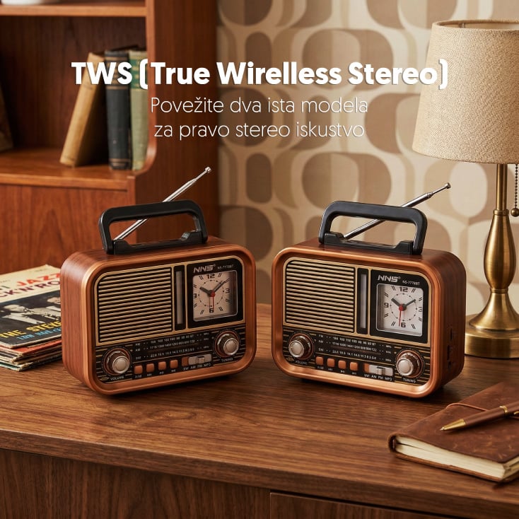 Prenosni retro RGB Bluetooth radio + sat 7778BT/B