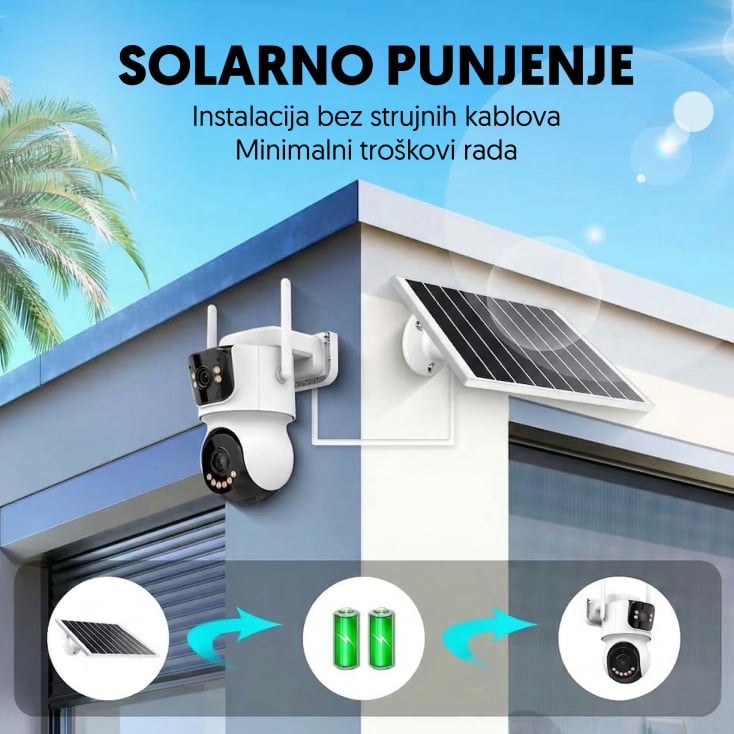 IP Wi-Fi solarna kamera sa dva objektiva, AOV 4MP