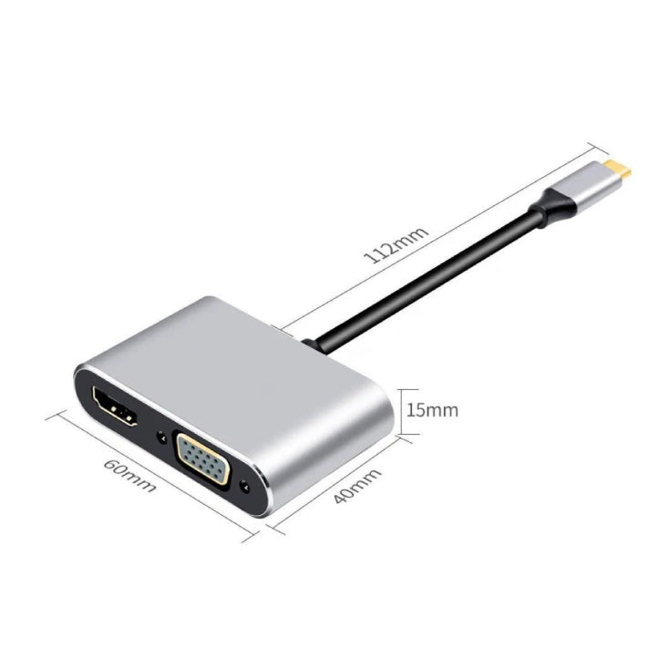4u1 USB HUB, HDMI+USB-A+VGA i USB-C(PD)