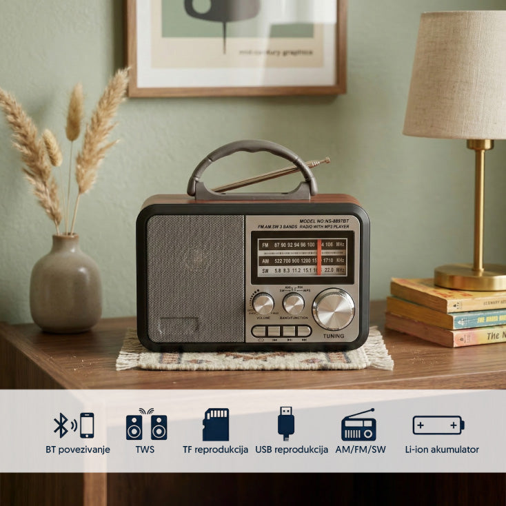 Prenosni retro Bluetooth radio 8897BT/B