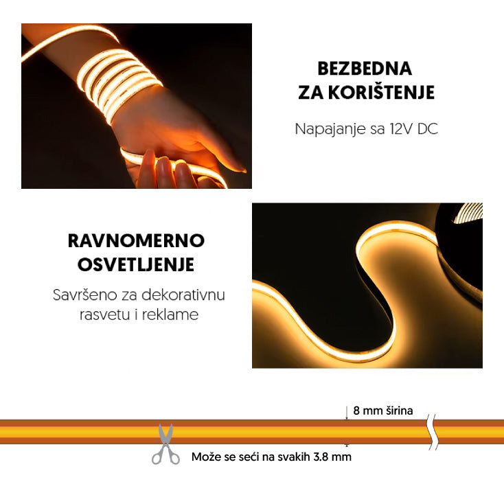 MINICUT COB LED traka toplo bela 528 LED / 1m