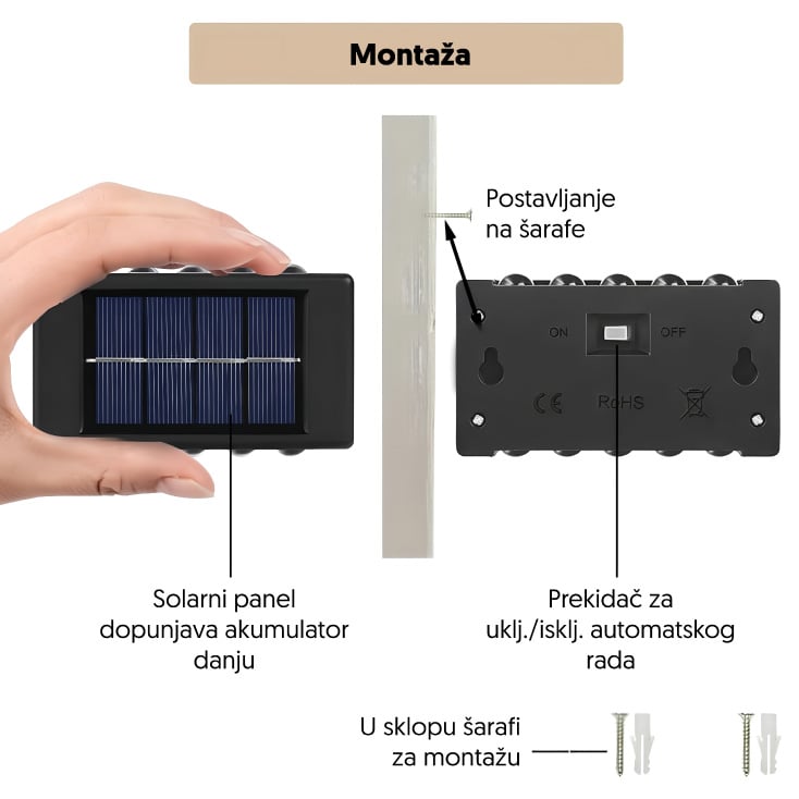 Nazidna solarna lampa - 2 kom.