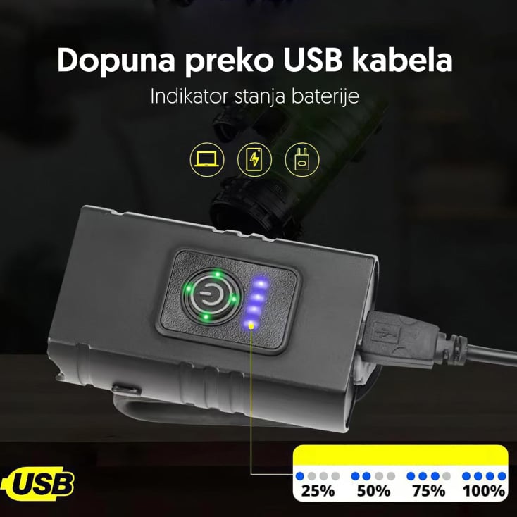 Punjiva LED lampa za bicikl sa LED diodama